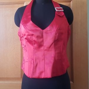 Zip up Satin Halter Corset